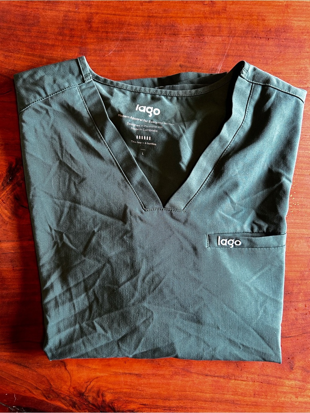 lago large Women's V-Neck Short Sleeve Tee in Dark Green